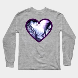 Icy Blue/Purple Paint Pour Heart Long Sleeve T-Shirt